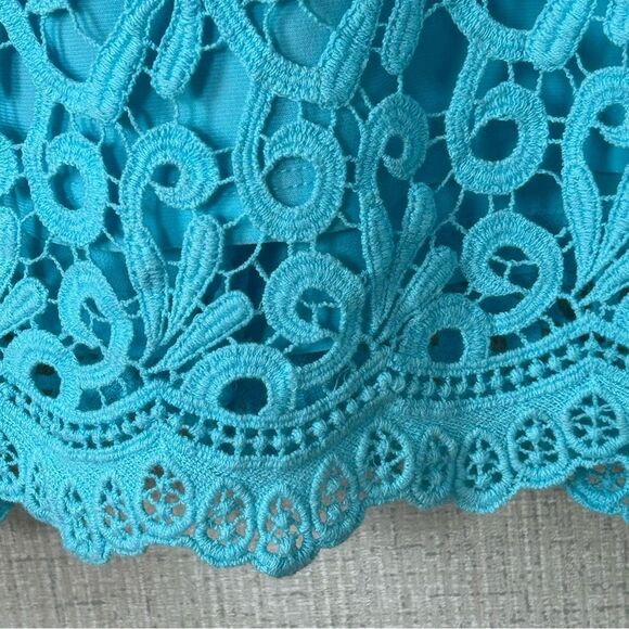 Lauren Ralph Lauren Dress A-Line Lace Sleeveless Career Size 8 LRL Turquoise - Picture 4 of 8